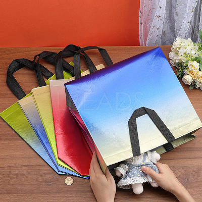 12Pcs 4 Colors Non-Woven Reusable Folding Gift Bags with Handle ABAG-GF0001-29A-1
