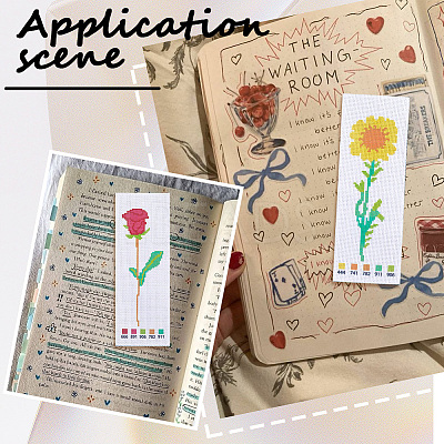 DIY Flower Pattern Embroidery Bookmark Kits DIY-SC0028-91-1