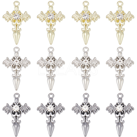 24Pcs 3 Colors Alloy with Rhinestone Pendants FIND-SP0001-91-1