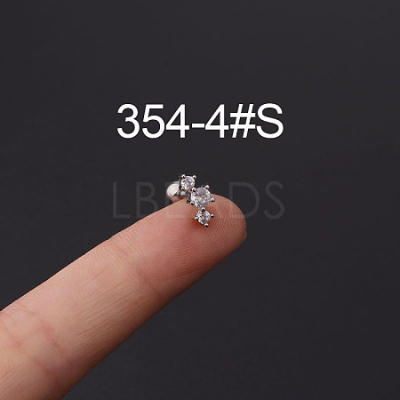 316L Stainless Steel Micro Pave Cubic Zirconia Cartilage Earrings WG094CA-04-1