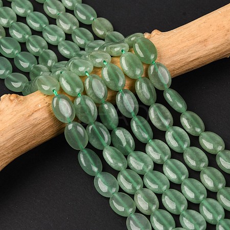 Natural Green Aventurine Flat Oval Bead Strands G-M206-22-1