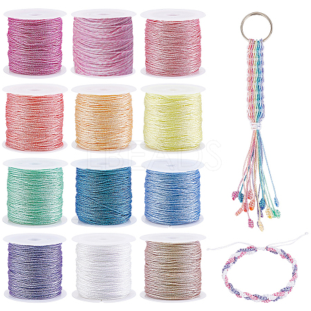 12 Rolls 12 Colors Polyester Braided Thread OCOR-PH0002-57-1
