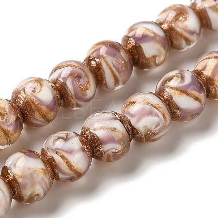 Gold Sand Lampwork Beads Strands LAMP-E036-06A-1