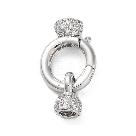 Rack Plating Brass Micro Pave Cubic Zirconia Fold Over Clasps ZIRC-P117-02A-P-1