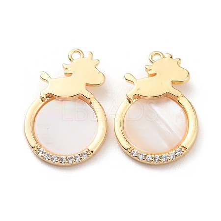 Rack Plating Brass Shell Pendants KK-A183-32G-1
