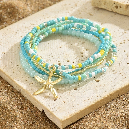 Glass Seed Beads Anklets Sets PW-WG7288D-07-1