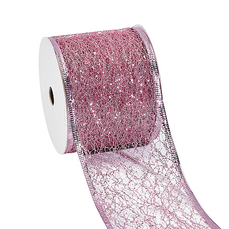 Glitter Polyester Satin Ribbon AJEW-WH0472-28B-1
