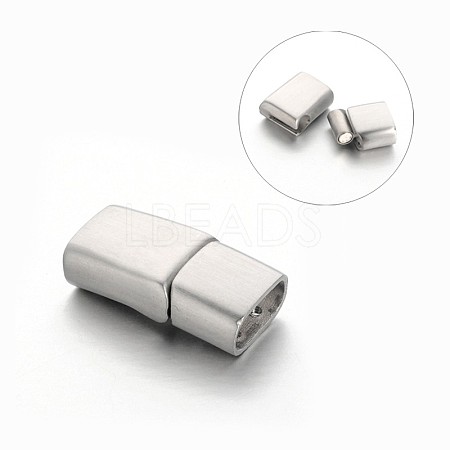 Tarnish Resistant Rectangle 304 Stainless Steel Matte Surface Magnetic Clasps with Glue-in Ends STAS-M195-06-1