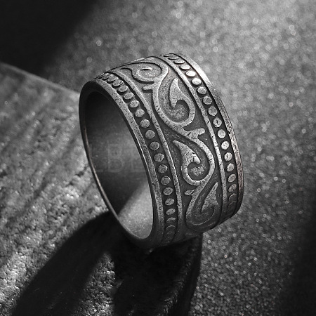 Vintage Totem 304 Stainless Steel Wide Finger Rings for Men FS-WG9BFEA-07-1