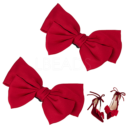 2Pcs Detachable Ribbon Satin Bowknot Shoe Decoration AJEW-PH0011-85B-1