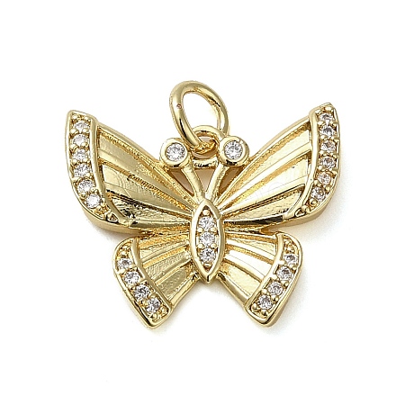 Brass Micro Pave Clear Cubic Zirconia Pendants KK-U005-01N-G-1