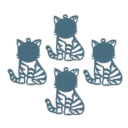 430 Stainless Steel Kitten Pendants STAS-S108-18A-1