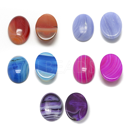 Natural Striped Agate/Banded Agate and Synthetic Rhodochrosite Cabochons G-R415-13x18-M-1