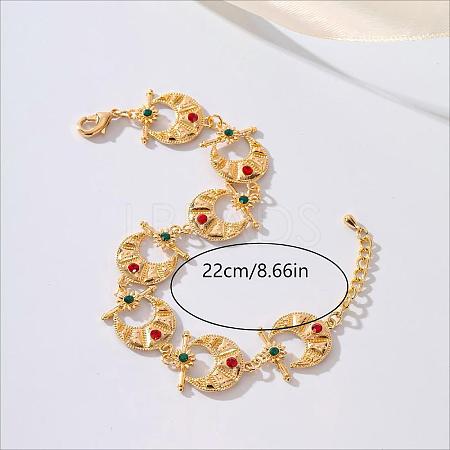Vintage Bohemian Brass Rhinestone Moon Star Link Bracelets for Women Party Wedding Gift YI1841-1-1