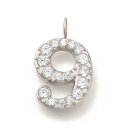 Ion Plating(IP) 304 Stainless Steel Micro Pave Cubic Zirconia Pendants STAS-H228-01P-09-1