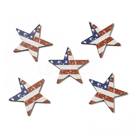 American Flag Theme Single Face Printed Aspen Wood Pendants WOOD-G014-13-1