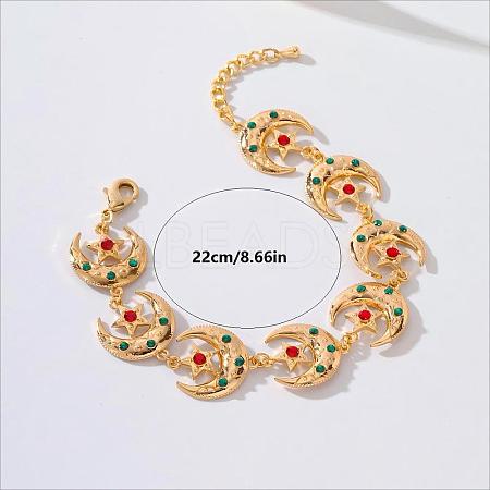 Vintage Bohemian Brass Rhinestone Moon Star Link Bracelets for Women Party Wedding Gift YI1841-3-1