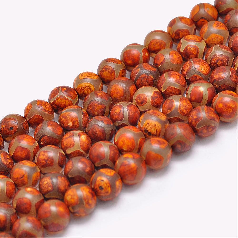 Natural Tibetan Turtle Back Pattern dZi Agate Beads Strands - Lbeads.com