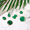 Mega Pet 6Pcs 6 Style Natural Green Oynx Agate Pendants G-MP0001-02-13