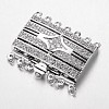 Brass Cubic Zirconia Box Clasps ZIRC-O020-09P-NR-1