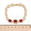 Rectangle & Oval Brass Micro Pave Cubic Zirconia Link Chain Bracelets KK-R217-25G-5