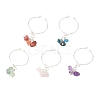 Natural Gemstone Braided Bead Cuff Rings for Women RJEW-JR00952-02-1