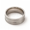 201 Stainless Steel Grooved Finger Ring Settings STAS-P323-08P-2