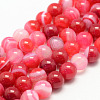 Natural Striped Agate/Banded Agate Bead Strands G-K155-B-6mm-09-1