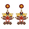 Alloy & Glass Seed Beaded Stud Dangle Earrings FS-WG6CE38-05-1
