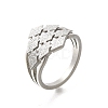 Textured Rhombus 304 Stainless Steel Finger Ring for Women RJEW-L126-06B-P-4