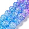 Spray Painted Crackle Glass Beads Strands DGLA-C002-10mm-05-3