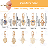  5Pcs 5 Colors Hamsa Hand/Hand of Miriam with Evil Eye Alloy Enamel Pendant Decoration HJEW-NB0001-75-2