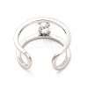 Clear Cubic Zirconia Initial Letter Open Cuff Ring RJEW-A012-01P-S-3