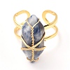Copper Wire Wrapped Natural Gemstone Adjustable Rings for Women RJEW-JR00386-6