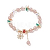 Dyed Heated Natural Carnelian & Strawberry Quartz Beaded Stretch Bracelet BJEW-TA00249-1