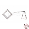 Anti-Tarnish Rhodium Plated 925 Sterling Silver Stud Earring Findings STER-F048-28P-2
