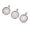Flat Round Alloy Pendant Cabochon Settings PALLOY-A15654-AS-2