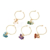 Natural Gemstone Braided Bead Cuff Rings for Women RJEW-JR00952-01-1