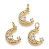Brass Micro Pave Clear Cubic Zirconia Charms KK-F821-38-2