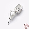 Anti-Tarnish Rhodium Plated 925 Sterling Silver Micro Pave Cubic Zirconia Pendant Bails STER-P034-43P-1