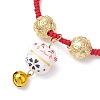 Adjustable Fortune Cat Handmade Porcelain Charm Bracelets BJEW-JB10506-3
