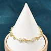 Brass Pave Cubic Zirconia Flower Link Chain Bracelets for Women KK-CBA68DA-14G-11-1