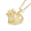 304 Stainless Steel Heart Pendant Necklaces with Cubic Zirconia NJEW-H029-01G-V-1