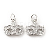 Mask Brass Micro Pave Clear Cubic Zirconia Charms KK-G425-08P-1