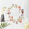 Chickadees & Flowers Wreath Wall Art AJEW-WH0023-29-4