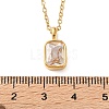 304 Stainless Steel Pave Clear Cubic Zirconia Geometric Pendant Necklaces for Women SA-CBA8C9C-11A-G-3