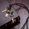 Adjustable Men's Zinc Alloy Pendant and Leather Cord Lariat Necklaces NJEW-BB15995-B-7