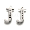 Tarnish Resistant 304 Stainless Steel Letter Pendant Rhinestone Settings STAS-Y006-61P-J-1