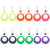 6 Pairs 6 Colors Donut Resin Dangle Earrings with Iron Pins for Women EJEW-AN0004-14-1