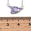 Brass Pave Cubic Zirconia Rectangle and Heart Pendant Cable Chain Necklaces KK-CBAB173-04P-07-5